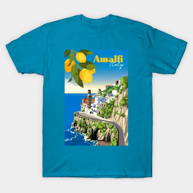 Vintage Travel Poster - Lemon Trees Amalfi, Italy T-Shirt by Starbase79